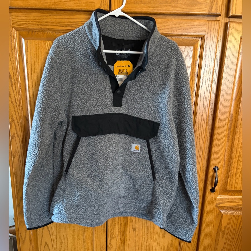 Carhartt Gray Sherpa Pullover with Black Accents